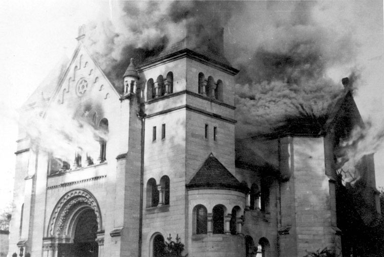 Brennende Synagoge in Baden-Baden